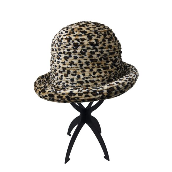 Womens Leopard Pattern 100% Polyester Roll-up Brim Special Occasion/Costume Cloc - Picture 4 of 5